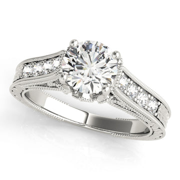 Silver Single Row Engagement Ring Prong Set